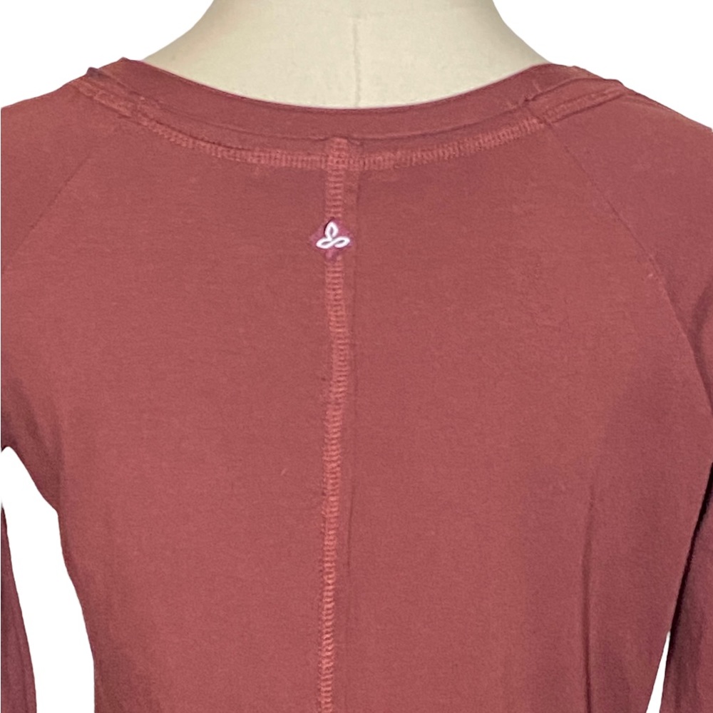 Prana Long Sleeve Dress Casual Stretch Knee Length Rust Red Organic Cotton S - Picture 4 of 8
